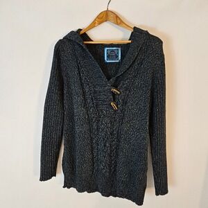 Old Navy Maternity Blue Textured Knit Hooded Pullover Sweater Tunic Large